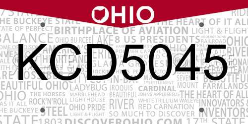 KCD5045 Ohio License Plate