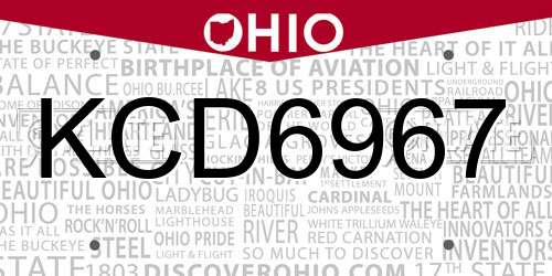 KCD6967 Ohio License Plate