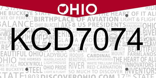 KCD7074 Ohio License Plate