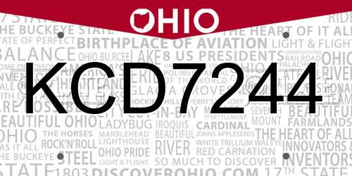 KCD7244 Ohio License Plate