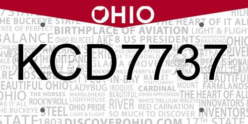 KCD7737 Ohio License Plate