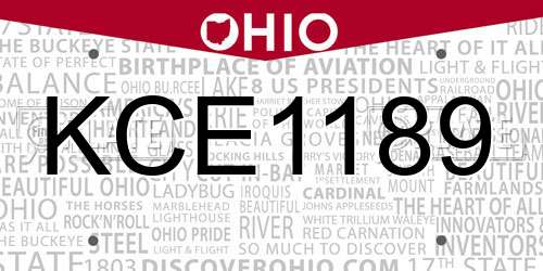 KCE1189 Ohio License Plate