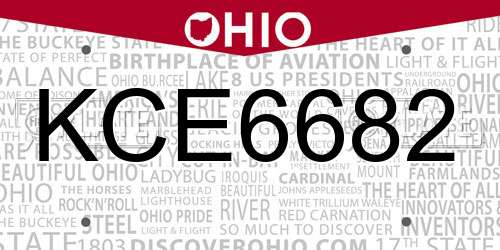 KCE6682 Ohio License Plate