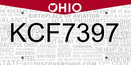 KCF7397 Ohio License Plate