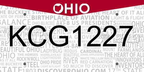 KCG1227 Ohio License Plate