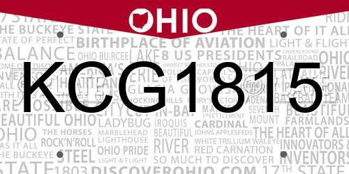 KCG1815 Ohio License Plate