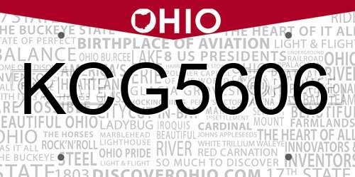 KCG5606 Ohio License Plate
