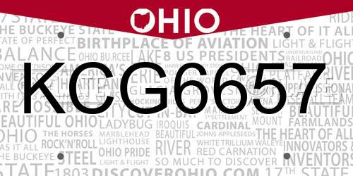 KCG6657 Ohio License Plate