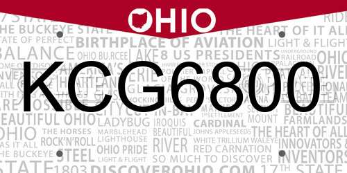 KCG6800 Ohio License Plate
