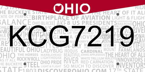 KCG7219 Ohio License Plate
