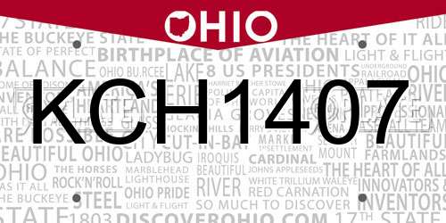 KCH1407 Ohio License Plate