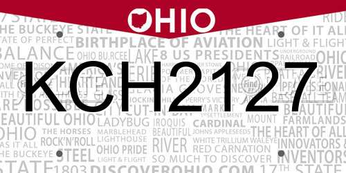 KCH2127 Ohio License Plate