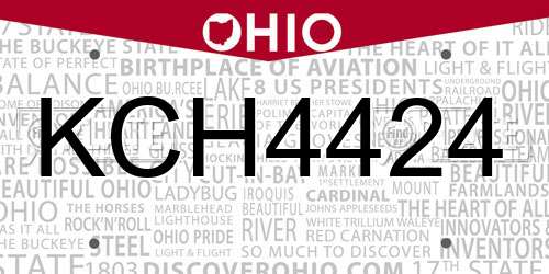 KCH4424 Ohio License Plate