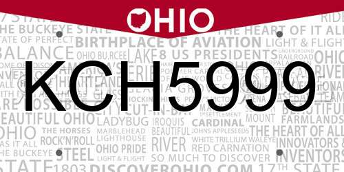 KCH5999 Ohio License Plate