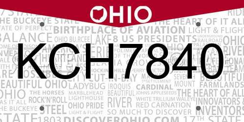 KCH7840 Ohio License Plate