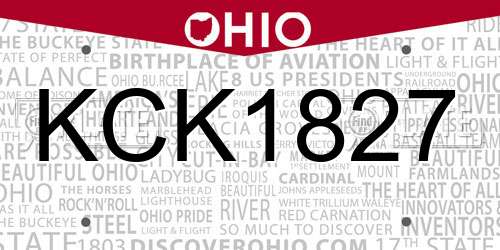 KCK1827 Ohio License Plate
