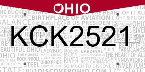 KCK2521 Ohio License Plate
