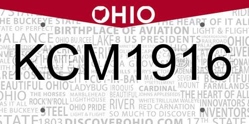 KCM1916 Ohio License Plate