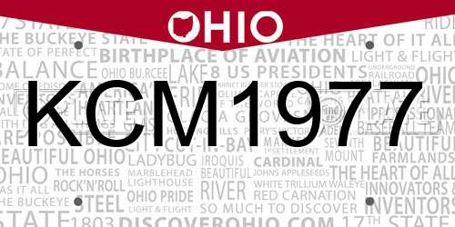 KCM1977 Ohio License Plate