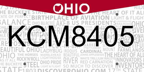 KCM8405 Ohio License Plate