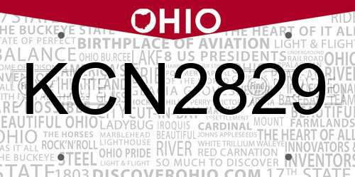 KCN2829 Ohio License Plate