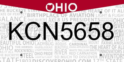 KCN5658 Ohio License Plate