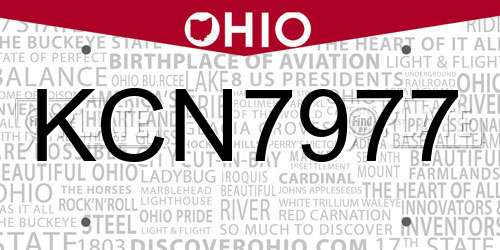KCN7977 Ohio License Plate