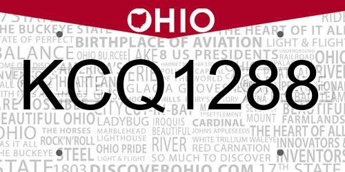 KCQ1288 Ohio License Plate