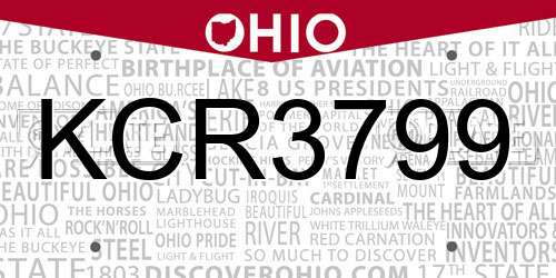 KCR3799 Ohio License Plate