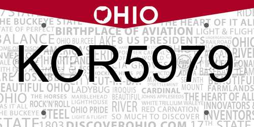 KCR5979 Ohio License Plate