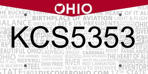 KCS5353 Ohio License Plate