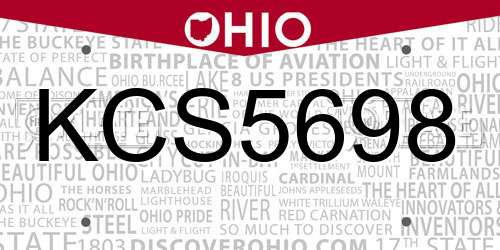 KCS5698 Ohio License Plate