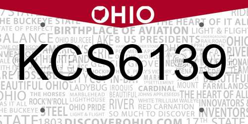 KCS6139 Ohio License Plate