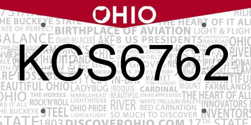 KCS6762 Ohio License Plate