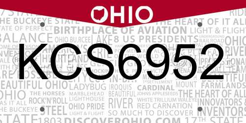 KCS6952 Ohio License Plate