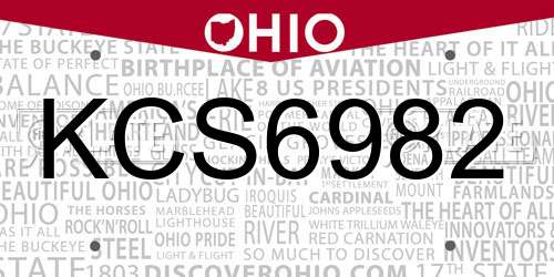 KCS6982 Ohio License Plate