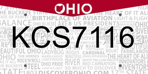 KCS7116 Ohio License Plate