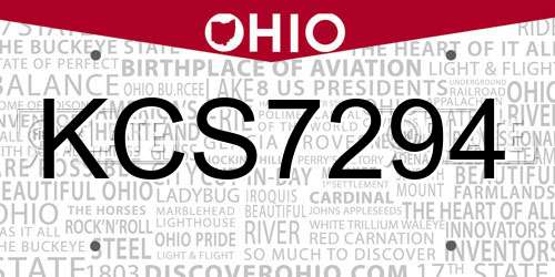 KCS7294 Ohio License Plate