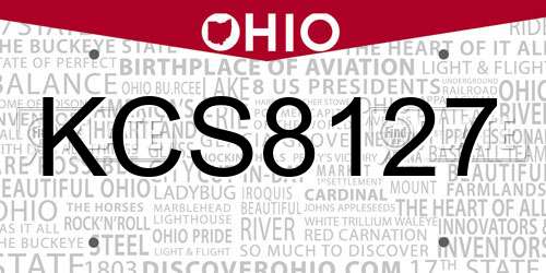 KCS8127 Ohio License Plate