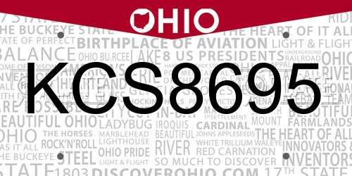 KCS8695 Ohio License Plate