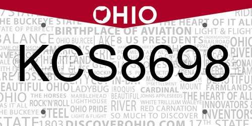 KCS8698 Ohio License Plate