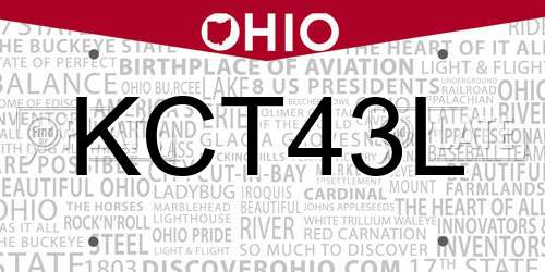 KCT43L Ohio License Plate