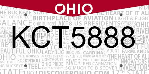 KCT5888 Ohio License Plate
