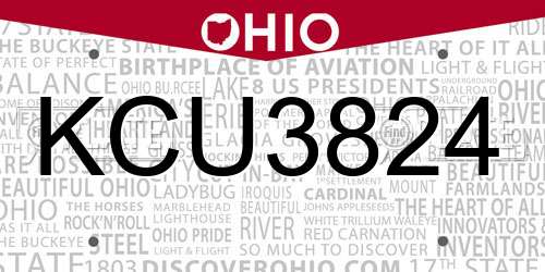 KCU3824 Ohio License Plate