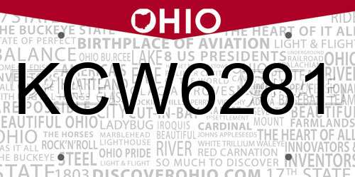KCW6281 Ohio License Plate