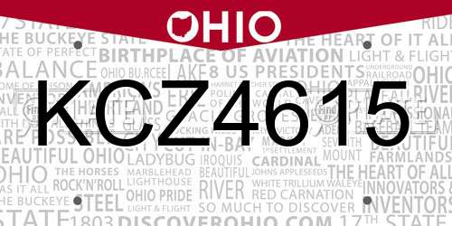 KCZ4615 Ohio License Plate