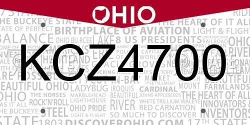 KCZ4700 Ohio License Plate