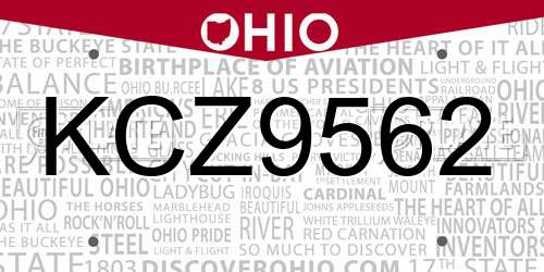 KCZ9562 Ohio License Plate