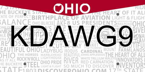 KDAWG9 Ohio License Plate