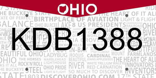 KDB1388 Ohio License Plate